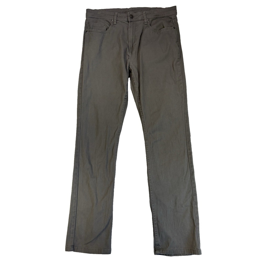 Jachs New York Men's Grey 34X32 Twill Straight Leg Slim Pants Preppy Academia